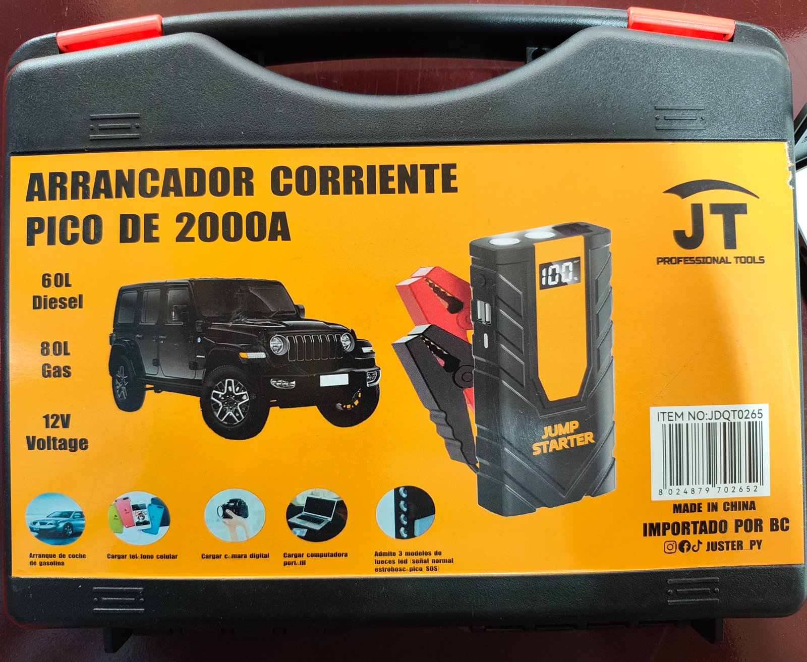 ARRANCADOR PORTATIL 2000A 12V  JDQT0265 JUSTER